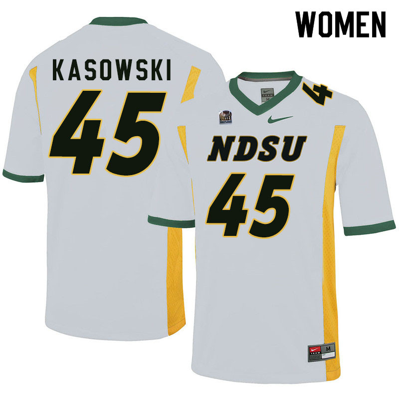 Women #45 Dustin Kasowski North Dakota State Bison College Football Jerseys Sale-White - Click Image to Close